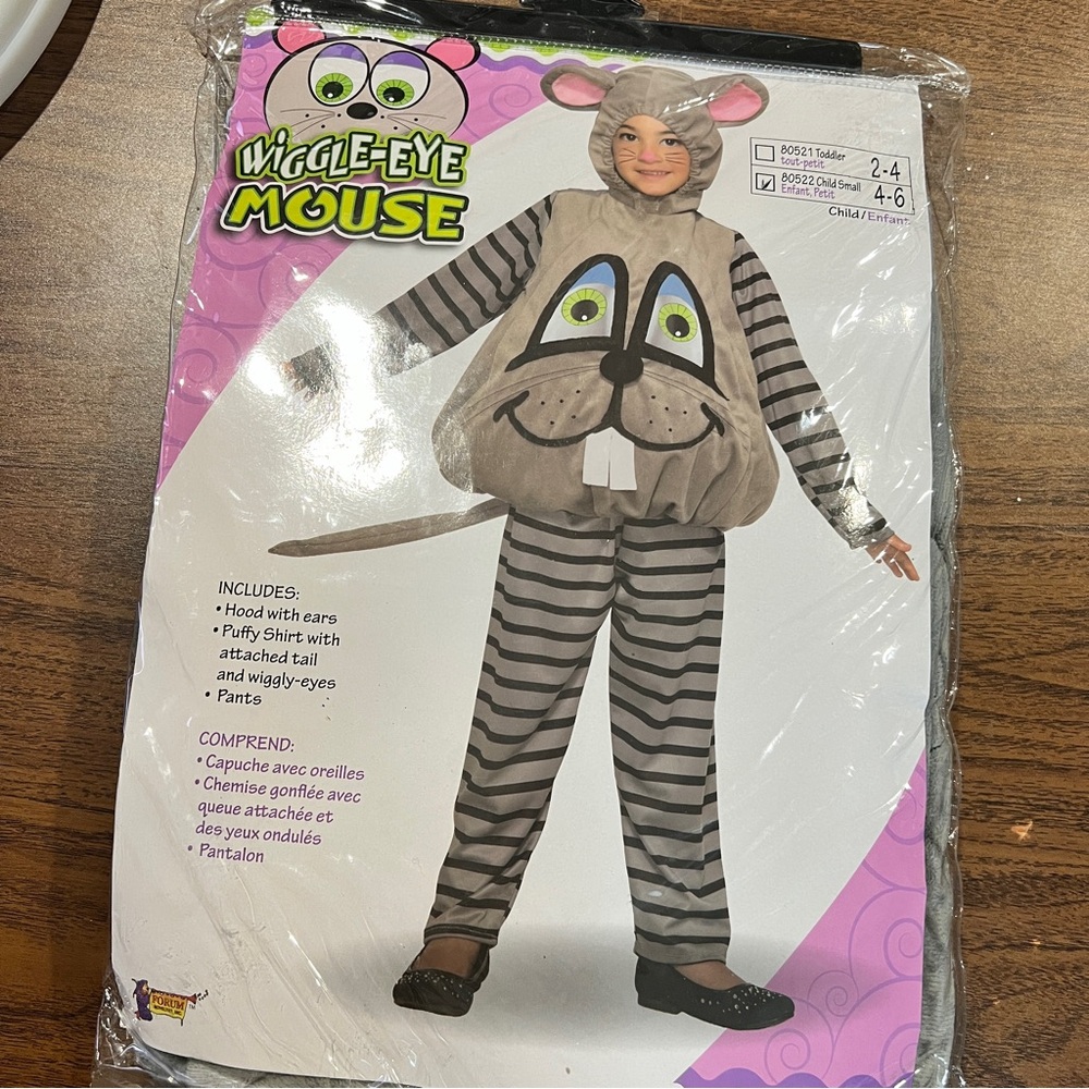 Wiggle-Eye Mouse Child Halloween Costume - Child Small 4-6 New Old Stock